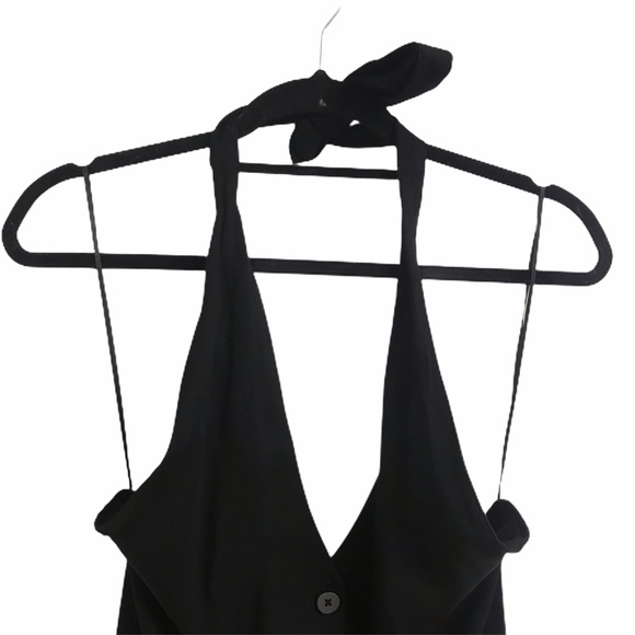 Zara Black Halter Neck Flare Wide Leg Jumpsuit New - Picture 7 of 9